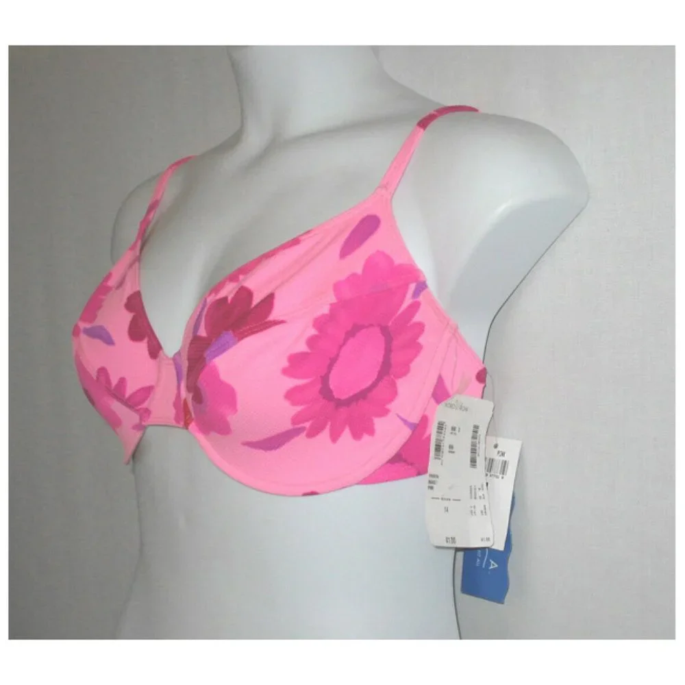 Curva Beachwear Pink Floral Bikini Top D-Cup NWT